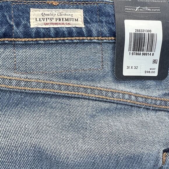 Levi's 512 Premium Slim Taper Fit Men's Blue Jeans Size 31 X 32 Denim NWT - Picture 15 of 17